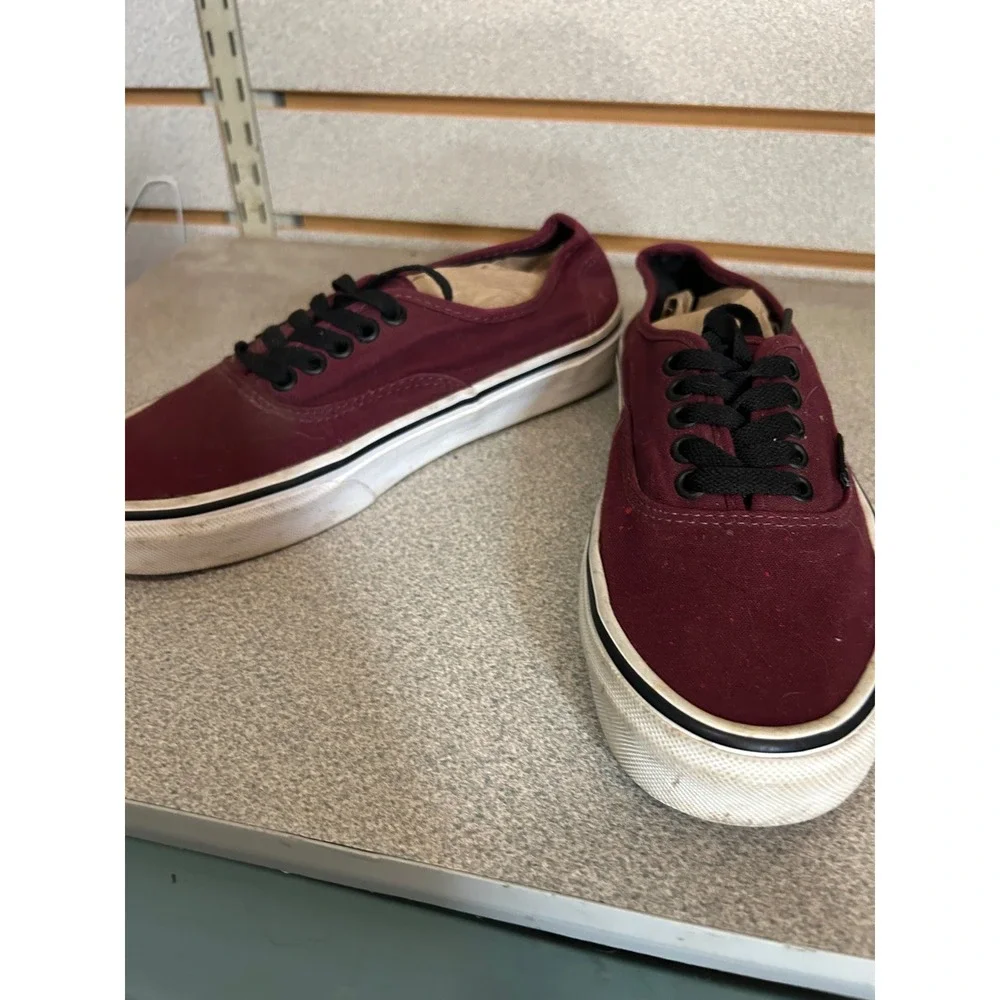 Vans Authentic Burgundy Maroon Canvas Low Top Sneakers Womens 8 Mens 6.5